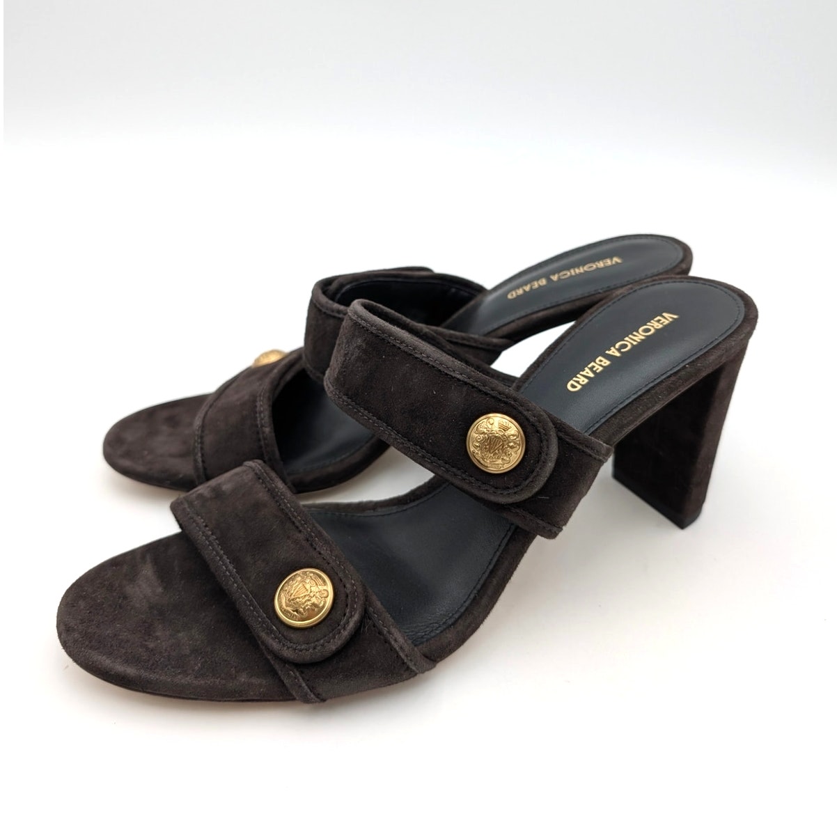 Veronica Beard Galea Slide Sandals Women's Espresso Size Us9.5m Eu40.5